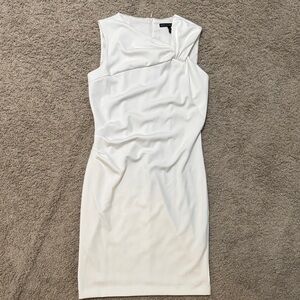 White House Black Market White One-Shoulder Knot Sheath Dress size 8